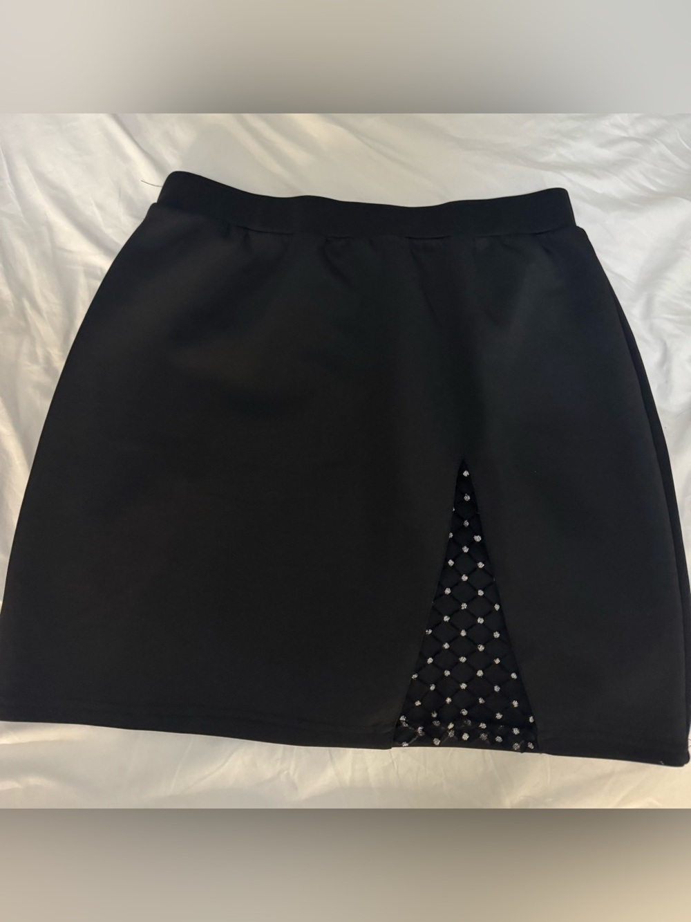 SHEIN Black Pencil Skirt with Embellished Front Slit